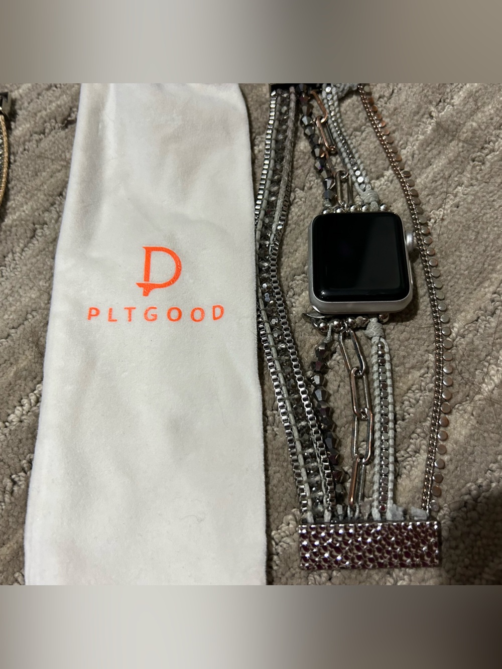 Silver Apple Watch magnetic bracelet band